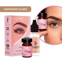 Henna Menela Castanho Claro Padrão Profissional Para Designer De Sobrancelhas 2.5g Com Fixador E Nanotecnologia Completo