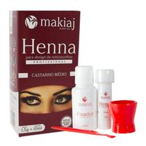 Henna P/ Design Sobrancelha Castanho Médio C/ Dappen Makiaj - MAKIAJ MAKEUP