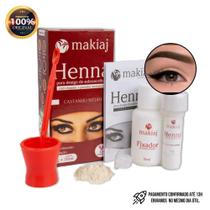 Henna para design de sobrancelhas com dappen + pazinha medidora castanho médio da makiaj