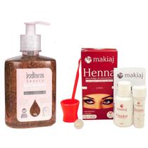 Henna para Sobrancelhas Makiaj Designer Profissional e Gel Calmante Depilação Camomila Hidratante
