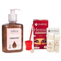 Henna para Sobrancelhas Makiaj Designer Profissional e Gel Calmante Depilação Camomila Hidratante