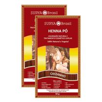 Henna Pó Surya Brasil Castanho Kit com duas unidades