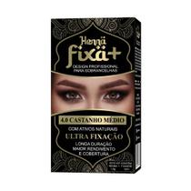 Henna Profissional Em Po Ultra Fixaçao Para Sobrancelhas Castanho Medio 4.0 + Fixador 10ml Letie