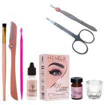 Henna Sobrancelha Menela Profissional Com Kit De Designer Pincel Navalha Palito Pinça Tesoura Dappen