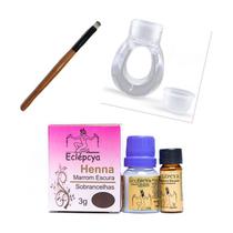 Henna Sobrancelhas Eclépcya 3g Marrom escura + Anel + Pincel