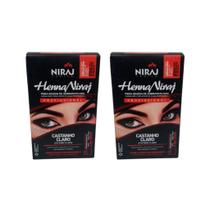 Henna Sobrancelhas Niraj 4g+Fixador Cas Claro - Kit C/ 2un