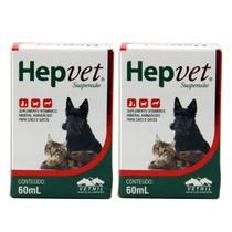 Hepvet Suspensão 60ml Vetnil Kit 2 unid Cães e Gatos
