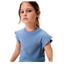 Hering Kids Blusa em Ribana Manga Curta Azul
