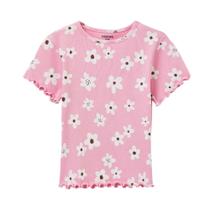 Hering Kids Blusa Manga Curta Ribana Flores Rosa