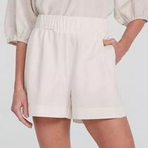 Hering shorts básico feminino cintura alta com linho - offwhite- xxg Hering shorts básico feminino cintura alta com linho - offwhite- xxg