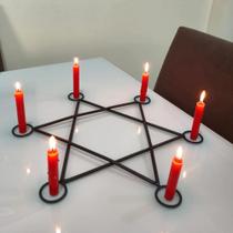 Hexagrama Artesanal em Ferro para Mesa ou Parede - Suporte Decorativo Místico para 6 Velas Hexagrama Artesanal em Ferro para Mesa ou Parede - Suporte Decorativo Místico para 6 Velas