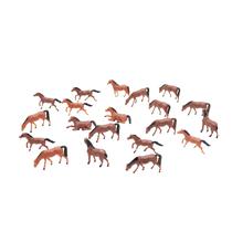 Hiawbon Mini Horse Figurines Simulado Cavalo HO Escala 1:87 Estatuetas realistas de cavalo plástico para coleta de animais, 20 Pcs