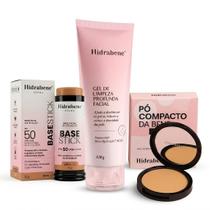 Hidrabene Base Stick Média + Pó Médio FPS50+ Gel Limpeza