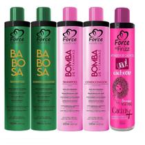 Hidratação Capilar Kit Bomba de Vitaminas Force de Frizz Kit Babosa Ativador de Cachos 500ml Hidratação Capilar Kit Bomba de Vitaminas Force de Frizz Kit Babosa Ativador de Cachos 500ml