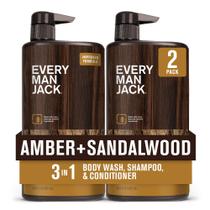 Hidratante 3 em 1 All Over Wash Every Man Jack Amber + Sandalwood 850 ml (pacote com 2)
