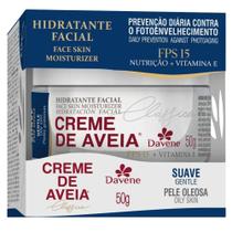 Hidratante Facial Creme de Aveia Suave Pele Oleosa FPS 15 Nutrição Vitamina E 50g Davene