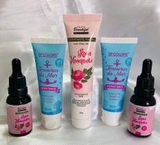 Hidratante Facial - Tesouros do Mar + hidratante rosa mosqueta + 2 oleo rosa mosqueta natural