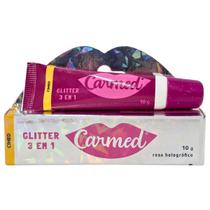 Hidratante Labial 3 em 1 Boca, Rosto e Olhos Rosa Holográfico Glitter Carmed Cimed 10g Hidratante Labial 3 em 1 Boca, Rosto e Olhos Rosa Holográfico Glitter Carmed Cimed 10g