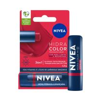 Hidratante Labial Nivea 2 Em 1 Hidra Color Vermelho 4,8g