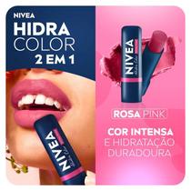 Hidratante Labial Nivea Hidra Color 2 em 1 Rosa Pink - 4,8g