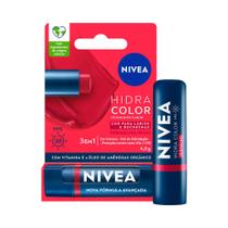 Hidratante Labial Nivea Hidra Color 3 em 1 FPS 30 Vermelho 4,8g