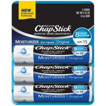 Hidratante Labial, Sticks Classic com FPS 15, Kit com 3 unidades, ChapStick Hidratante Labial, Sticks Classic com FPS 15, Kit com 3 unidades, ChapStick