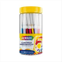 Hidrocor Acrilex com 50 cores ponta 2mm