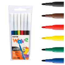 Hidrocor Ponta Fina Wave Bazze 6 Cores