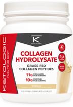 Hidrolisado de colágeno em pó cetológico alimentado com capim 454g de baunilha Hidrolisado de colágeno em pó cetológico alimentado com capim 454g de baunilha