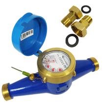 Hidrômetro Medidor Multijato 1" 7m³/h - QN 3,5m³/h - Pré-equipado + CONEXÕES DE INSTALAÇÃO