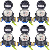 Hidrômetro Unijato Modelo Alfa Mnf 3M/H Dn20x115 06 Peças Relógio Inclinado Azul