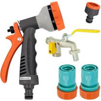 Hidropistola 6 Jatos + Engate Rápido + Bico + Torneira Metal