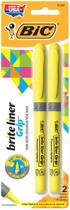 Highlighters BIC Brite Liner Grip Chisel Tip 1,6 mm amarelo, pacote com 2