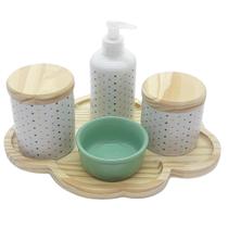 Higiene 5 peças Poá Colorido - Molh. Verde - Bandeja Nuvem Higiene 5 peças Poá Colorido - Molh. Verde - Bandeja Nuvem