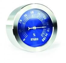 Higrometro bimetalico inox fundo azul 0 a 100% incoterm.