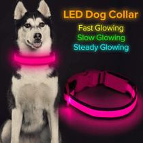 HiGuard LED Dog Collar, USB Rechargeable Light Up Dog Collar Lights, Ajustável Confortável Soft Mesh Safety Dog Collar for Small, Medium, Large Dogs (Large, Candy Pink)...