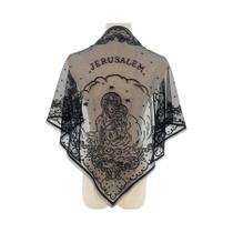 Hijab Elegante De Poliéster Sólido Com Renda, Lenço Triangular Islâmico Para Mulheres, Ideal Para