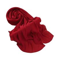 Hijab Muçulmano Feminino De Cor Sólida Em Chiffon Pesado Com Efeito Amassado, Lenço Islâmico Árabe
