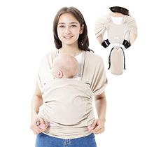 Hilabab Baby wrap Carrier, maciez algodão orgânico, cinta ajustável respirável bebê segurar transportador para recém-nascido até 40 lbs (bege)