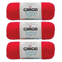 Hilo Caron Simply Soft Paquete de 3, 170 g Cada Uno, Rojo