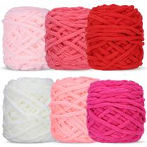 Hilo WSICSE Chenille Grueso de Poliéster 6x100g Blanco Rosa