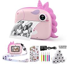 HiMont Câmera infantil com impressão instantânea, câmera digital de selfie 32GB 10 Bobinas Filme