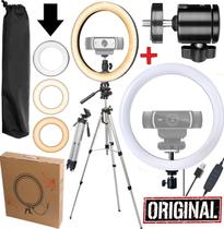 Hing Light Completo Luz Led Luminária Tripé Suporte Webcam Flash Estúdio Filmagem Gravação Vídeoconferência Escritório