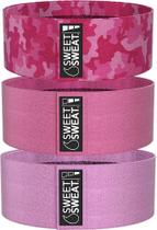 Hip Bands Sweet Sweat 3 níveis de resistência rosa + bolsa Hip Bands Sweet Sweat 3 níveis de resistência rosa + bolsa