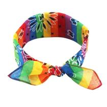 Hip Hop Cotton Multi-Purpose Bandana Square Scarf Rainbow Paisley Headband Wrap - One Size