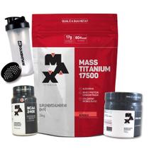 Hipercalórico Mass Titanium 3kg+ Creatina 150g+ Bcaa 100cap - max titanium