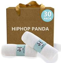 HIPHOP PANDA Bambu Baby Washcloths,30 Pack (Branco) - 2 Camada Ultra Soft Absorvente Toalha de Bambu - Lenços naturais reutilizáveis para pele delicada - Registro de Bebê como chuveiro