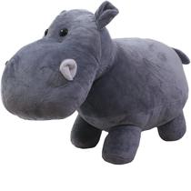 Hipopótamo De Pelúcia Grande Safari Em Pé Cinza 55cm Fofy Toys
