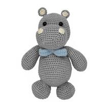 Hipopótamo Jack de Gravata Azul Amigurumi Crochê Quarto Bebê Infantil Menino