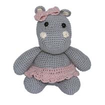 Hipopótamo Lola de Lacinho Rosa Amigurumi Crochê Quarto Bebê Infantil Menina